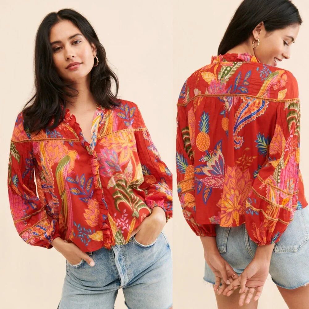 Anthropologie Farm Rio Mystic Bush Blouse Size XS NWOT $170